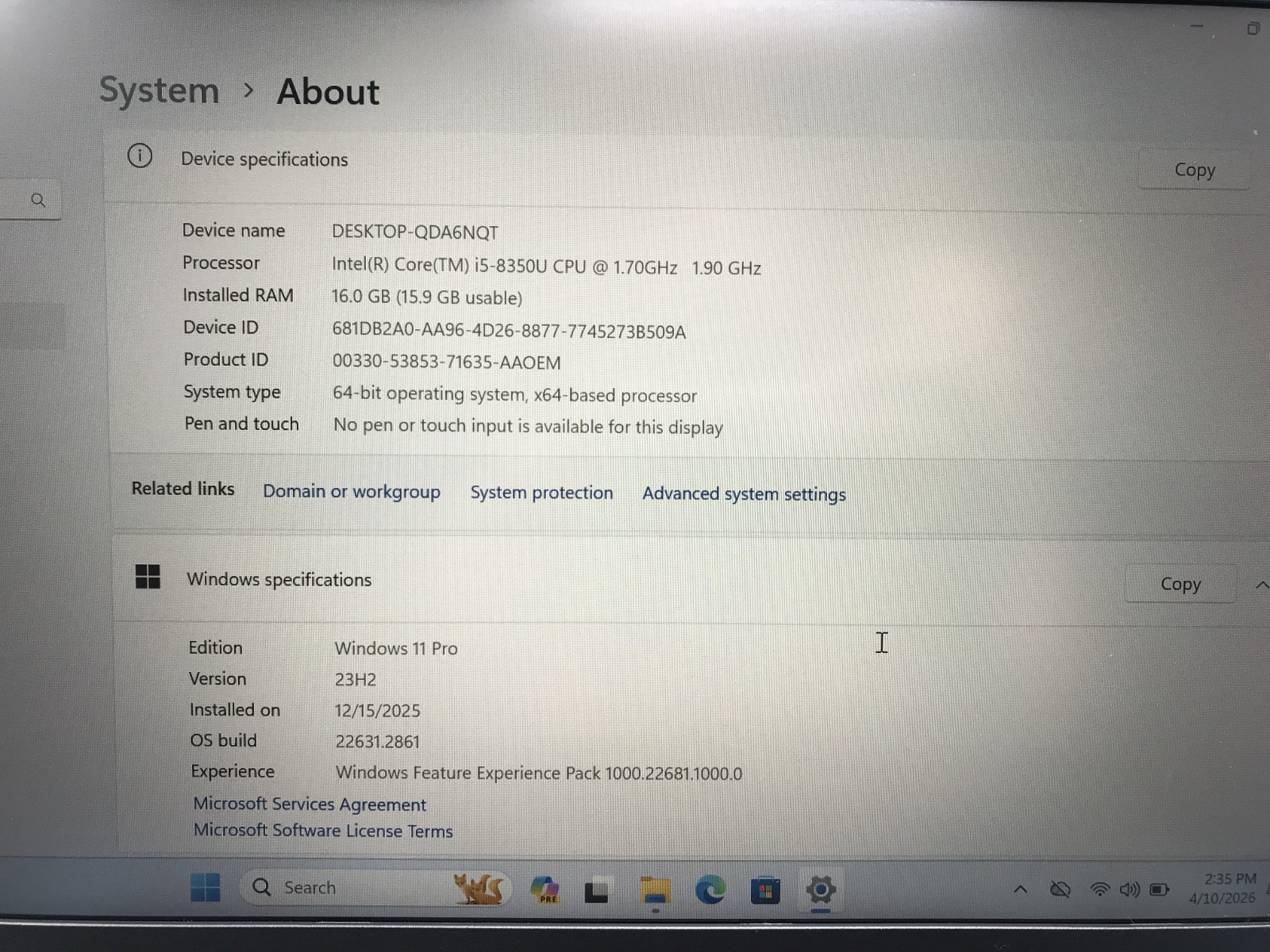 Dell Latitude 5420 Rugged 14″ Core i5-8350U 1.70GHZ 16GB RAM 256GB SSD Windows11