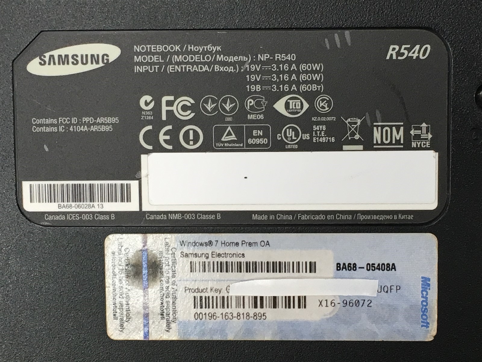 Samsung R540 Laptop i3 M380 2.53GHz 3GB Ram 15″ LCD No HDD
