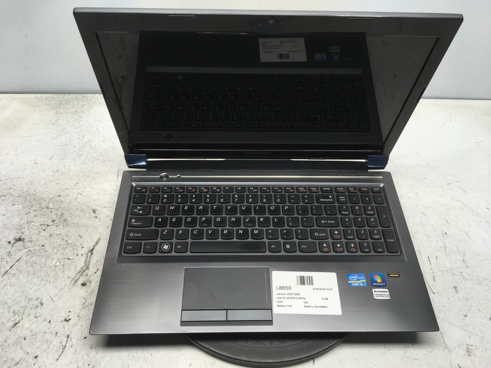 Lenovo V570 1066 Intel i5-2430M 2.4GHz 6 GB NO HDD