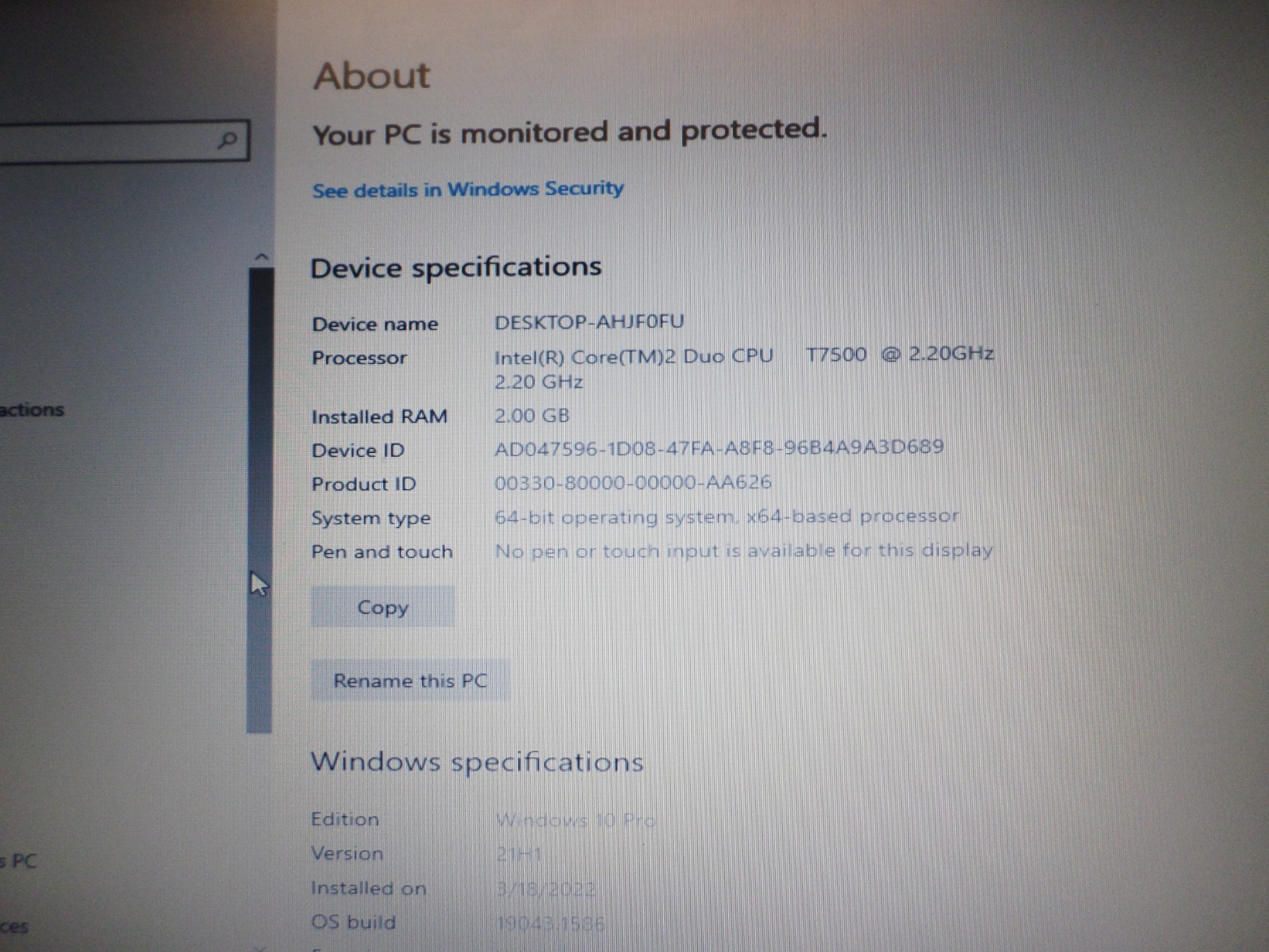 Dell Latitude D630 Core 2 T7500 @2.20GHz 2GB RAM 500GB HDD Win10 BAD BATTERY