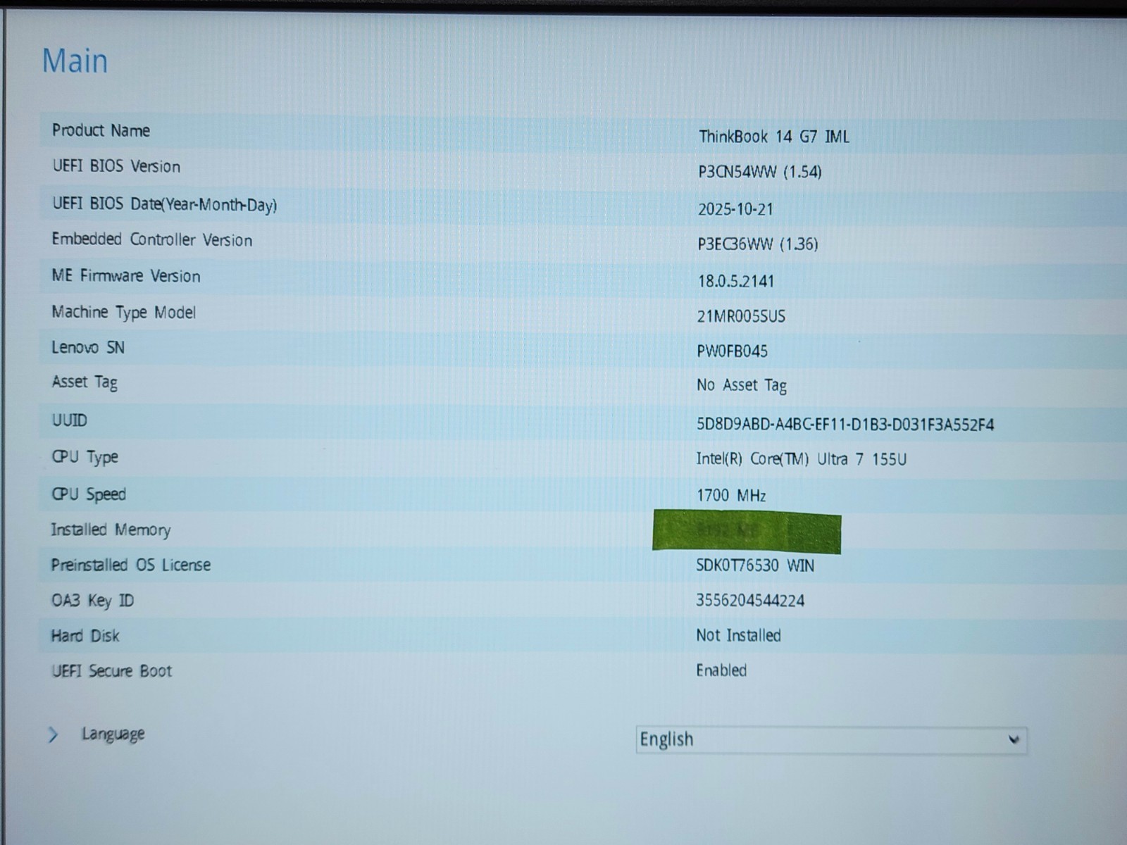 (PW0FB045) Lenovo ThinkBook 14 G7 IML 14″Touchscreen Ultra 7-155U(NO RAM,SSD,AC)