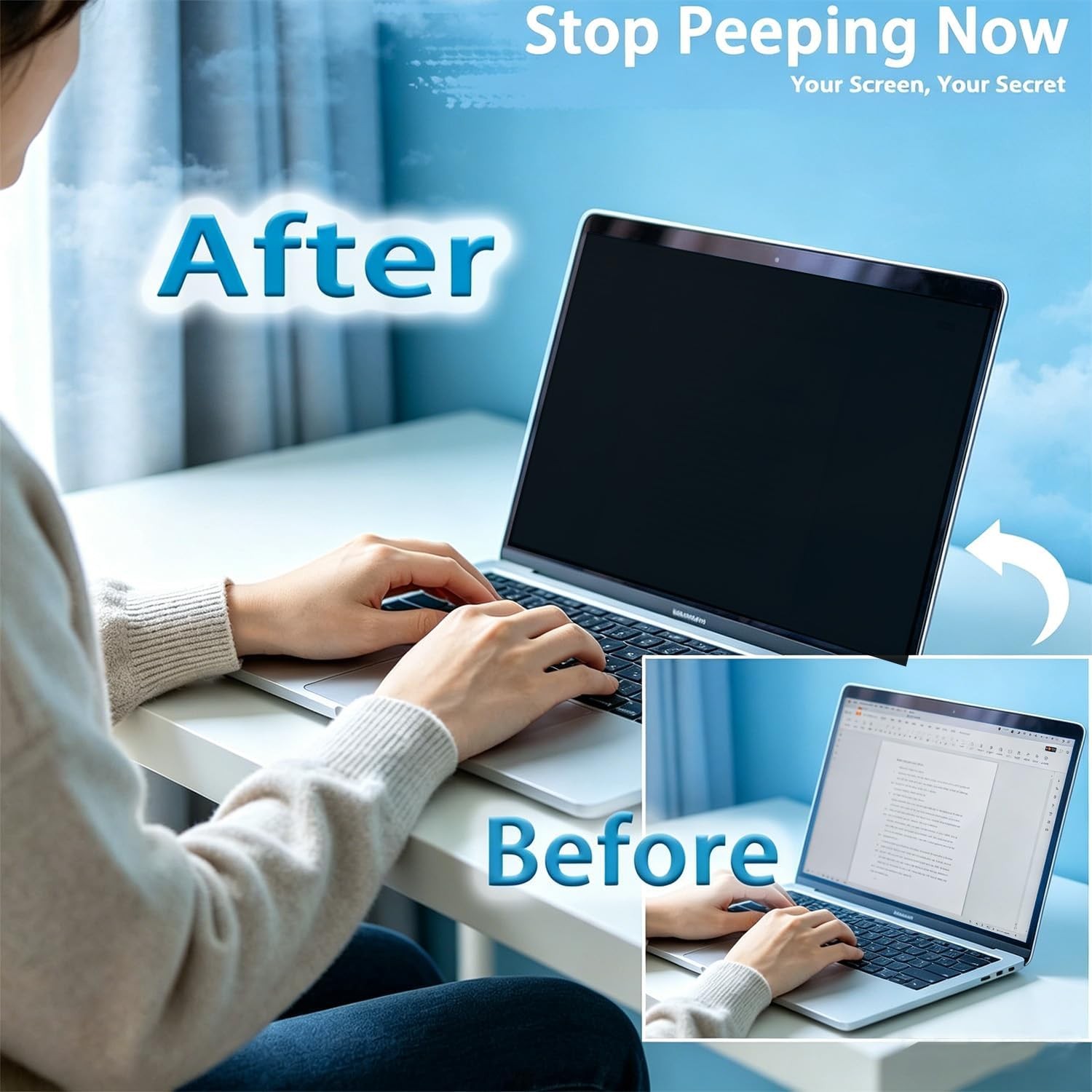 14 Inch 16:9 Laptop Privacy Screen Filter – Anti-Glare Protector and Privacy Shi