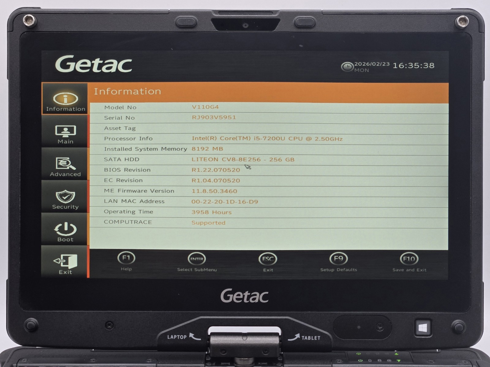Getac V110G4 2-in-1 11″ HD Touch I5-7200U 256GB 8GB W10P Webcam Backlit Stylus