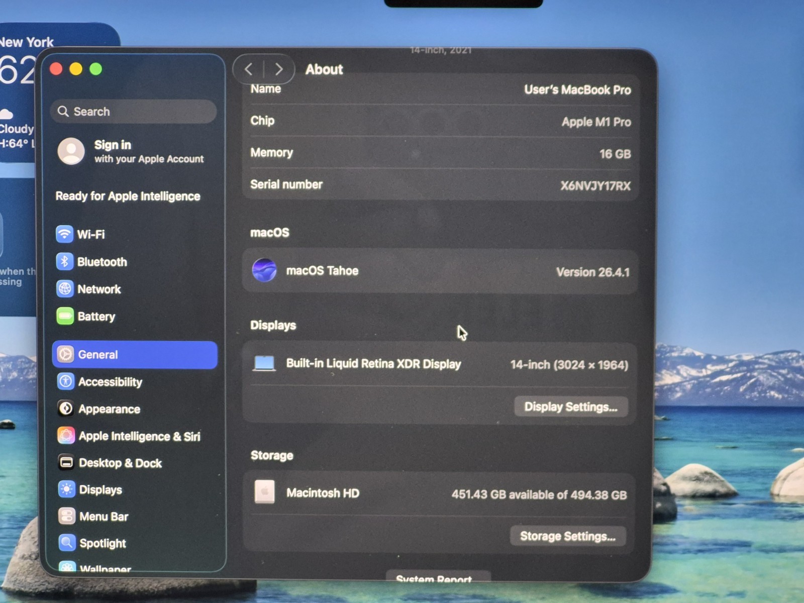 Apple MacBook Pro 2021 – A2442 – M1 Pro Chip 8c 16GB RAM 500GB NVMe macOS Tahoe