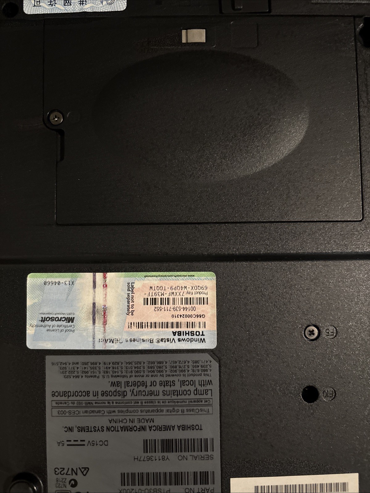Toshiba Laptop For Parts Or Fixable With Charger