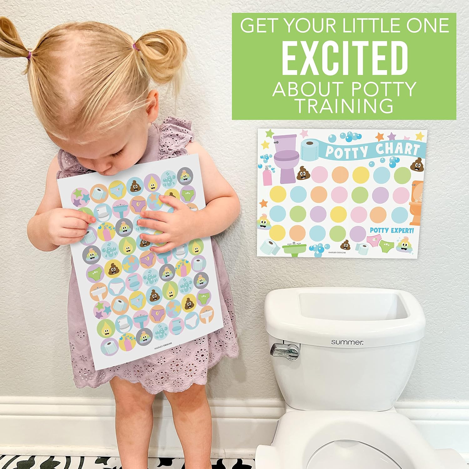 Potty Training Chart for Toddlers Boys -10 Sticker Potty Chart for Toddlers Girl