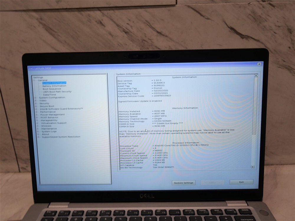 DELL LATITUDE 5410 14″ Laptop i5-10310U 1.7ghz 8GB RAM w/ GOOD BATTERY