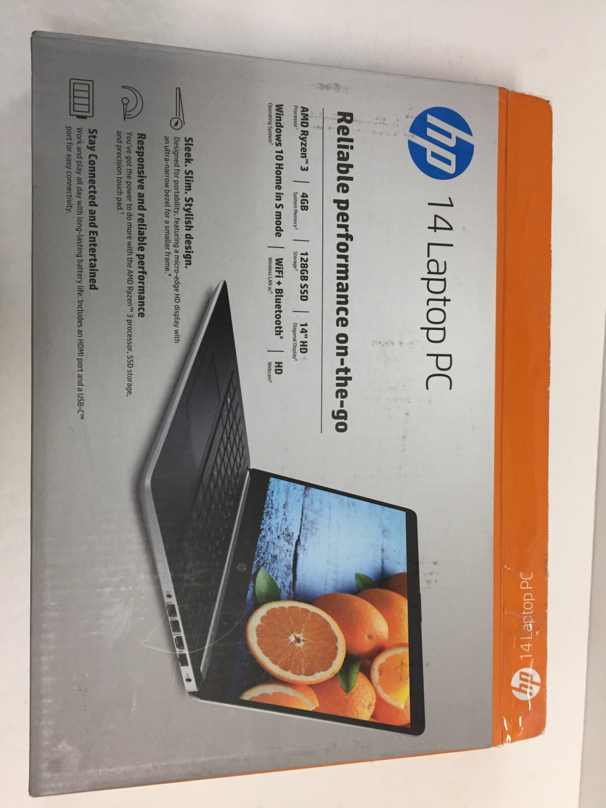 HP 14-dk0028wm 7MP80UA 14″ Laptop/AMD R3-3200U/4GB Ram/128GB SSD/Win 10, Silver