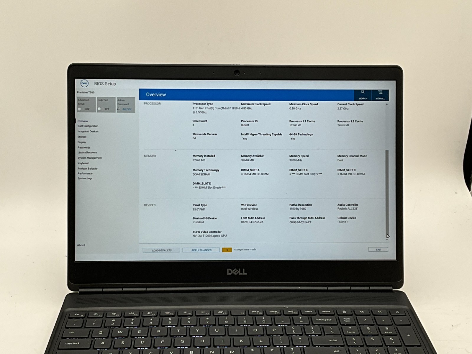 DELL Precision 7560 i7-11850H 2.50G 32GB 1tb T1200 15.6″ WIN11 H6F57M3