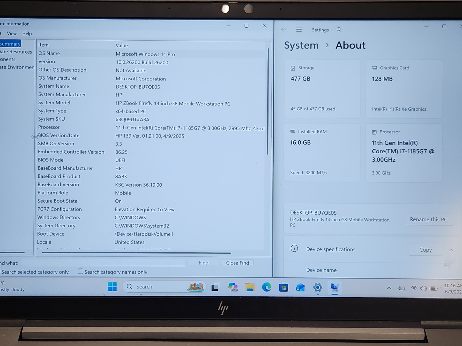 HP Zbook Firefly 14″ G8 i7-1185G7 3.00Ghz 16GB RAM 512GB NVME W11P *READ*