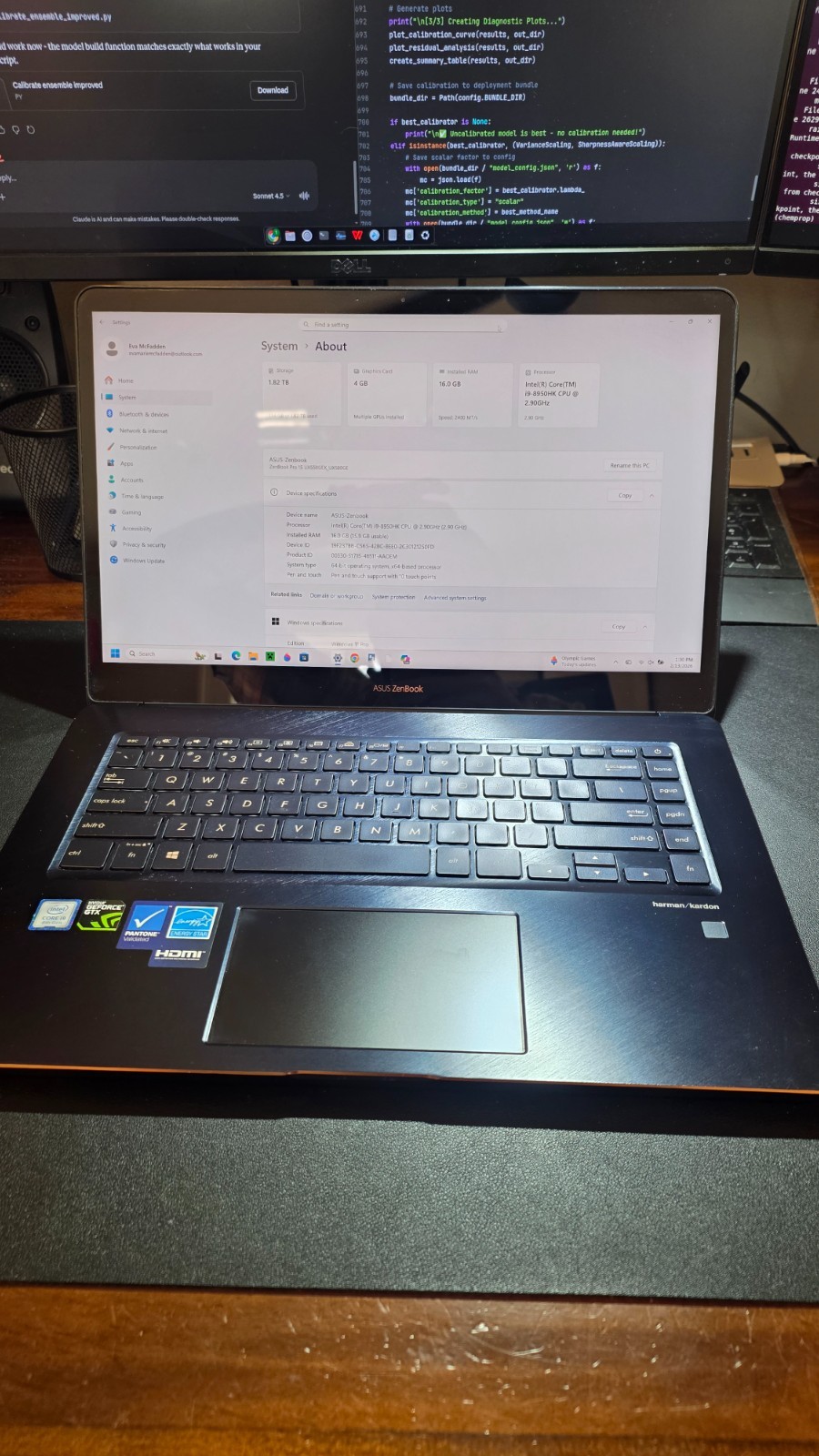 ASUS Zenbook Pro 15 UX580GE i9-8950HK 2TB Disk 16GB RAM Fingerprint + Screenpad