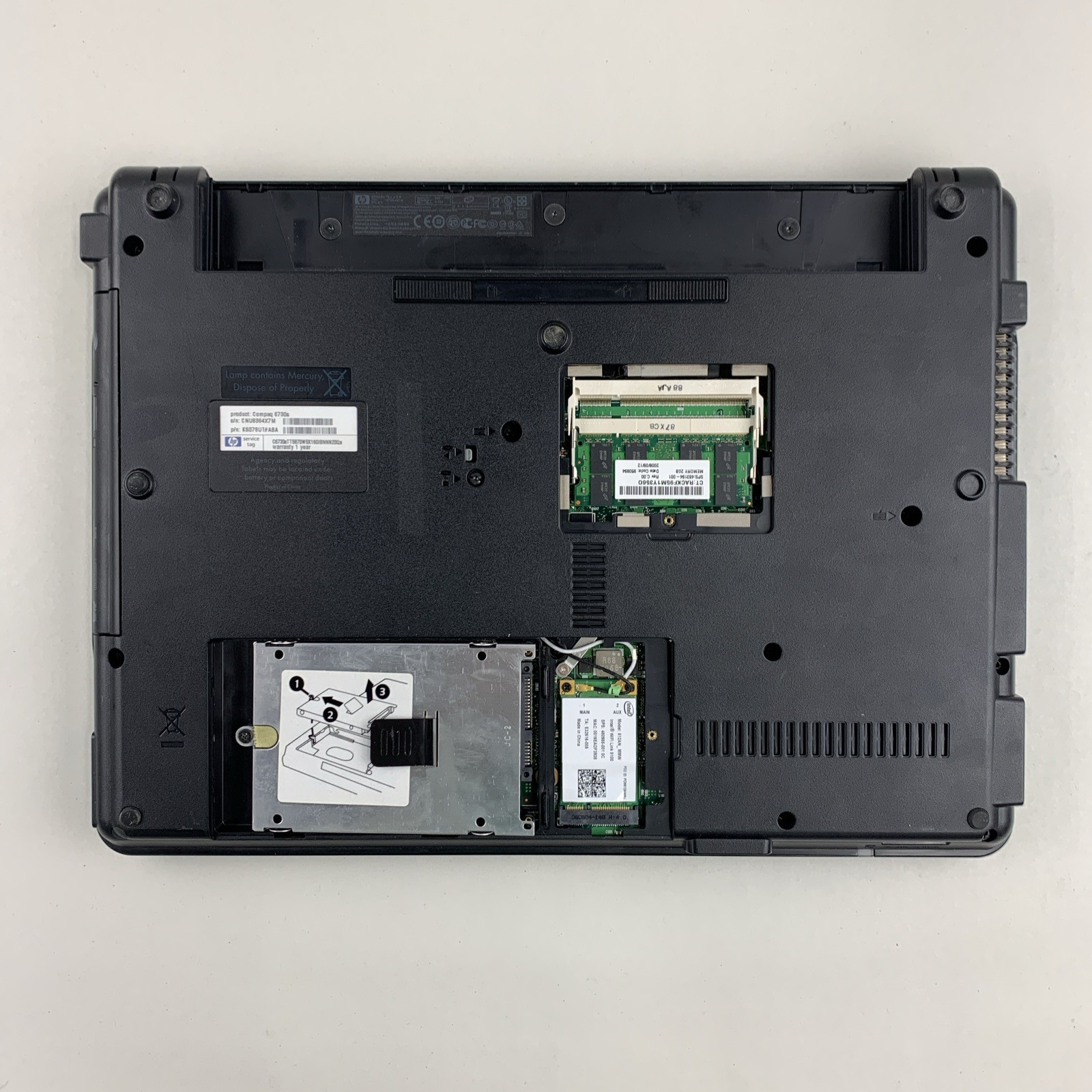 HP Compaq 6370s Core 2 Duo T5870 2.00GHz 2GB RAM 15.6″ No Battery No HDD No OS