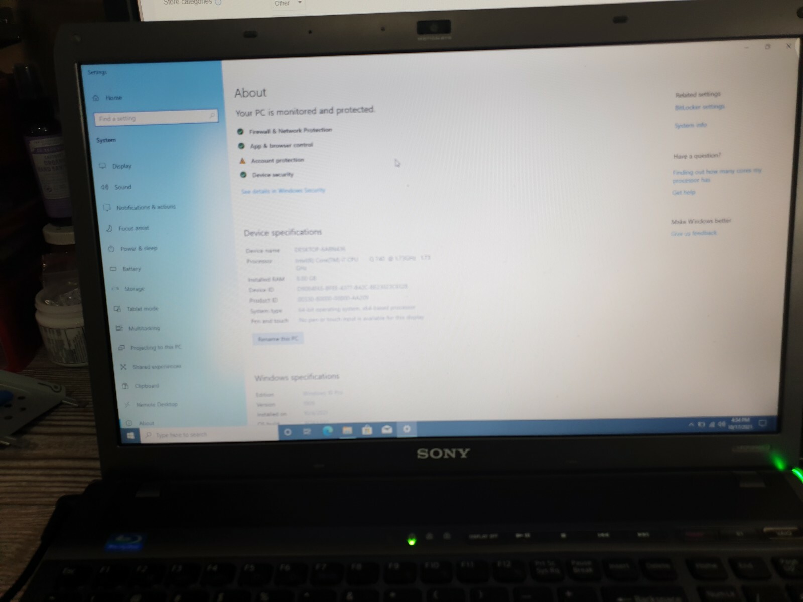 Sony VAIO INTEL CORE I7-Q740 1.73 GHz 16.4IN 500GB 8GB Ram Win10 Nvidia 310M