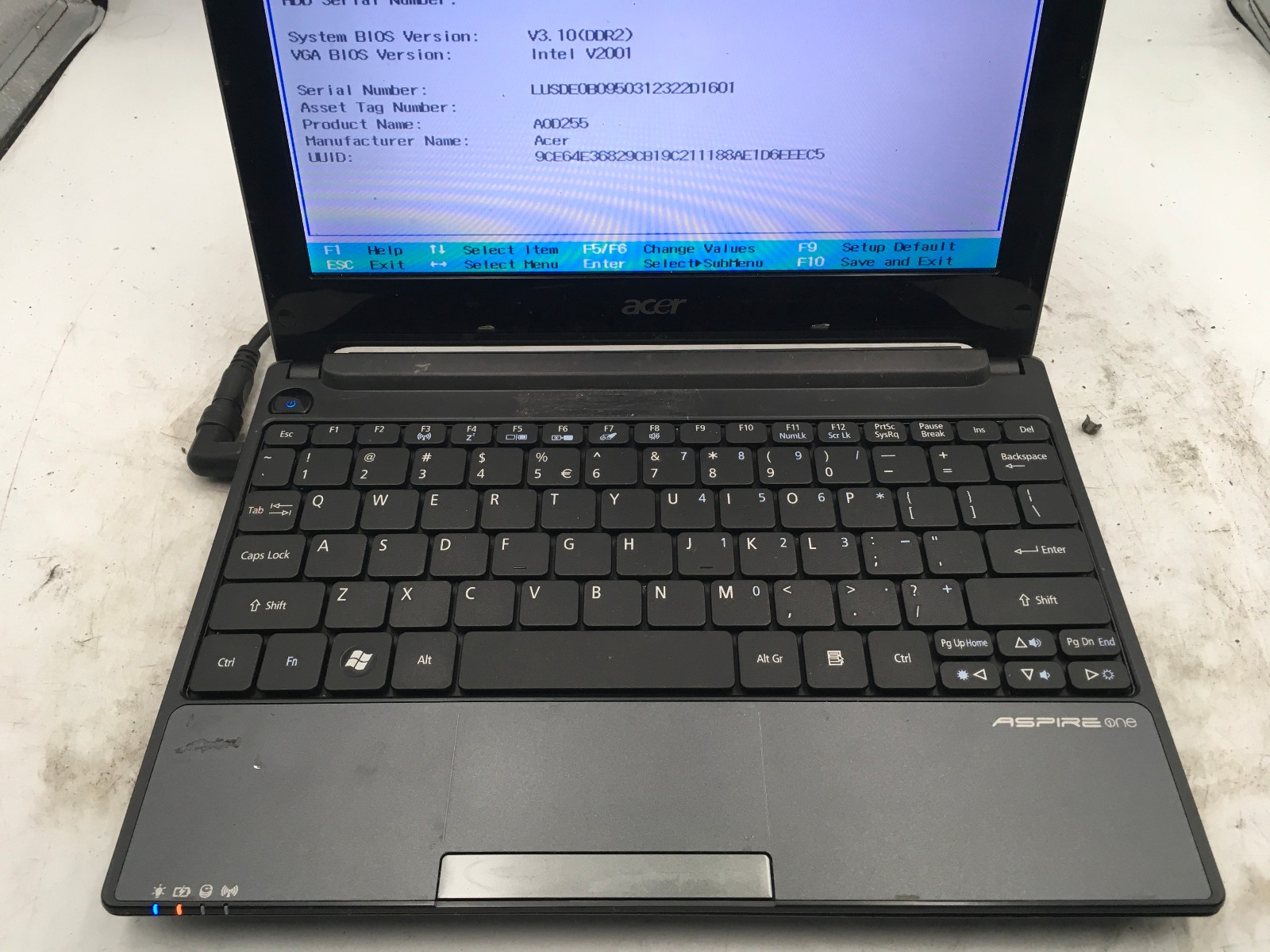ACER ASPIRE ONE PAV70 – BOOTS TO BIOS – INTEL ATOM N450 – 1GB RAM -READ DESC- BB