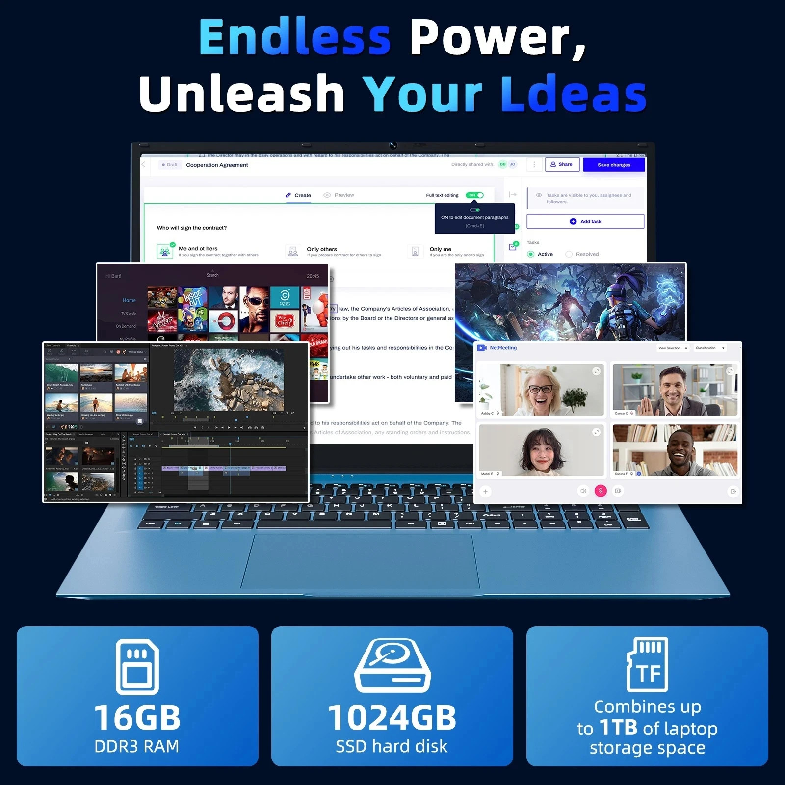 NEW 18.5″ Laptop Win11 Home Core i3 16GB RAM 1TB SSD Wi-Fi 6 RJ45 USB-C