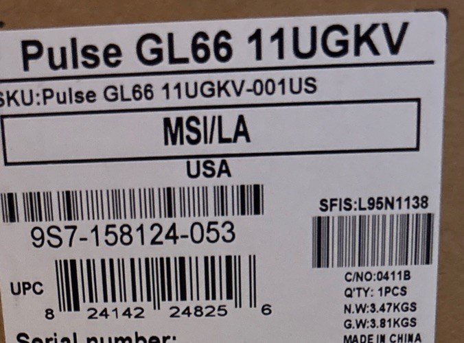 New MSI Pulse GL66 i7-11800H 16GB 512GB RTX 3070 144Hz Gaming