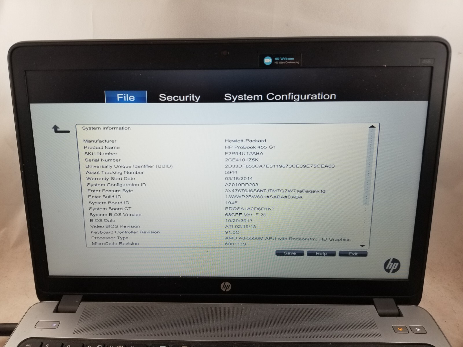 HP ProBook 455 G1 15.6″ Laptop AMD A8-5550 APU 2.1GHz 8GB No HDD Radeon