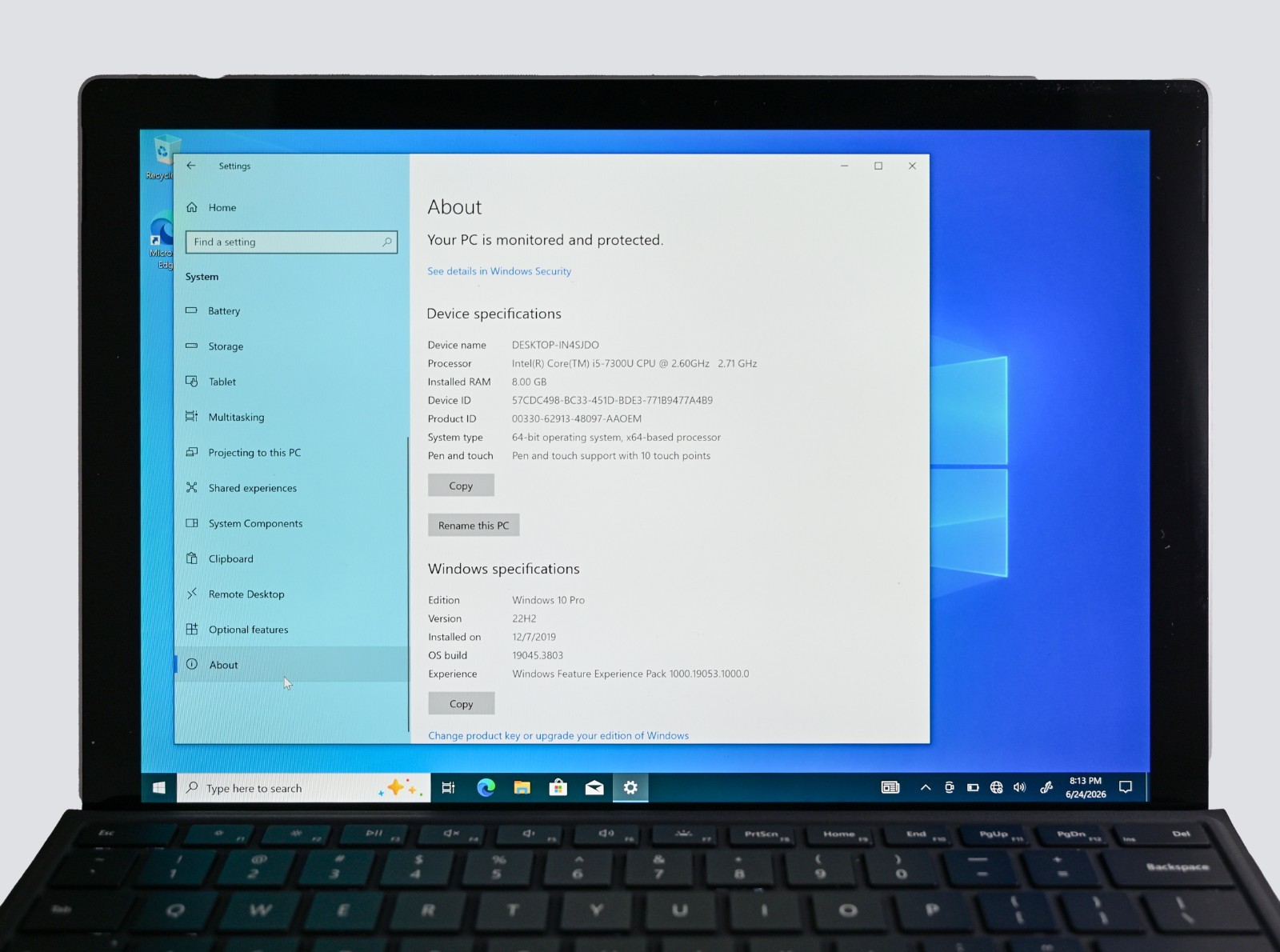 Microsoft Surface Pro 5 1796 i5-7300 2.6GHz 8GB RAM 256GB SSD Windows 10