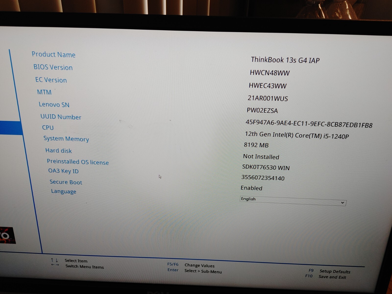 Lenovo ThinkBook 13s G4 Core i5-1240P @ 2.11GHz, 8GB RAM, NO SSD ,FOR PARTS / Re