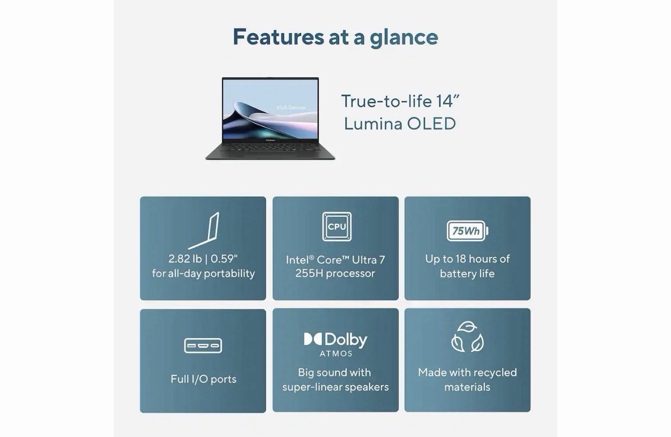 BRAND NEW: ASUS – Zenbook 14 14″ FHD+ OLED Touch Screen Laptop – Jasper Gray