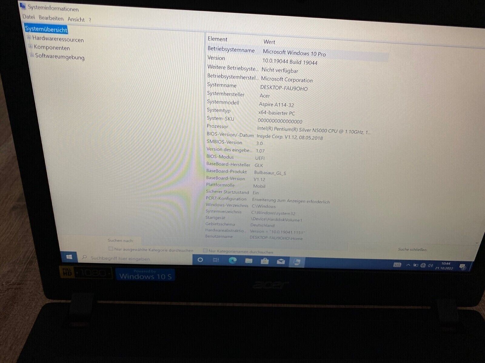 Acer Aspire 1 A114-31-P0K1 14″ Full HD Intel Pentium N5000, 64GB eMMC 4GBRAM