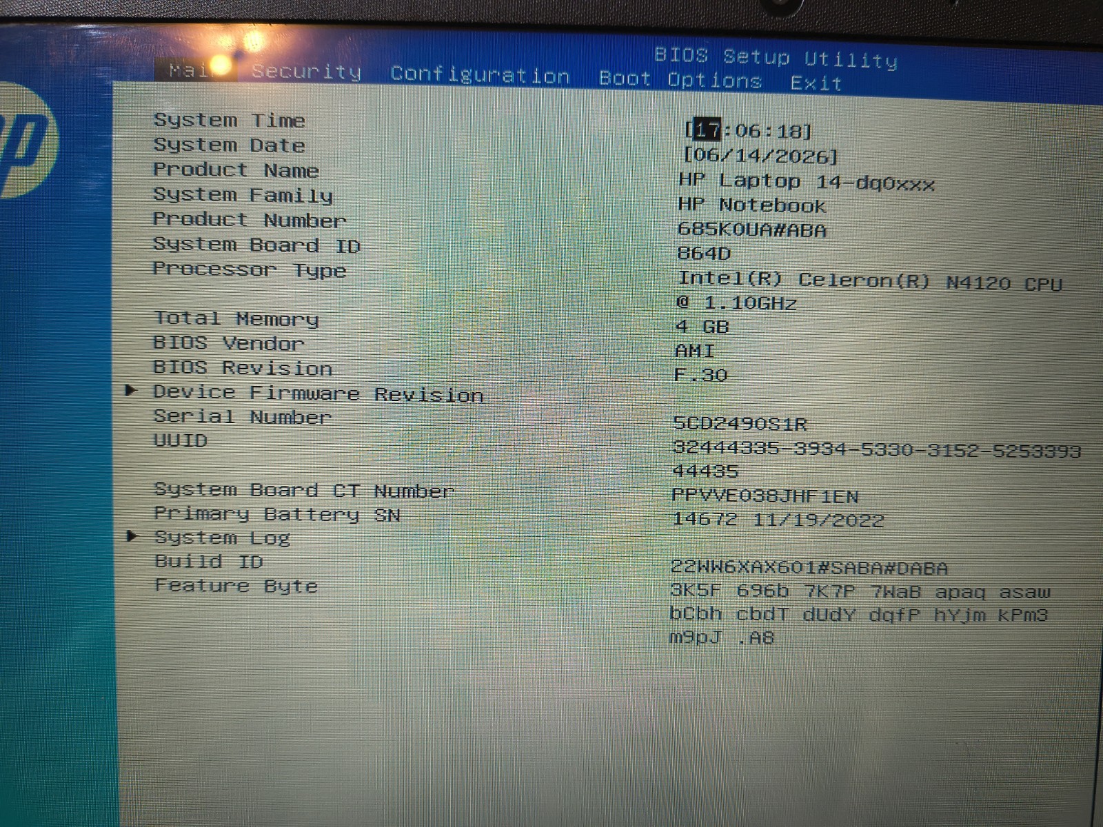 HP 14-dq0051dx Intel Celeron N4120, 4GB RAM, 64GB SSD, Win10 with charger