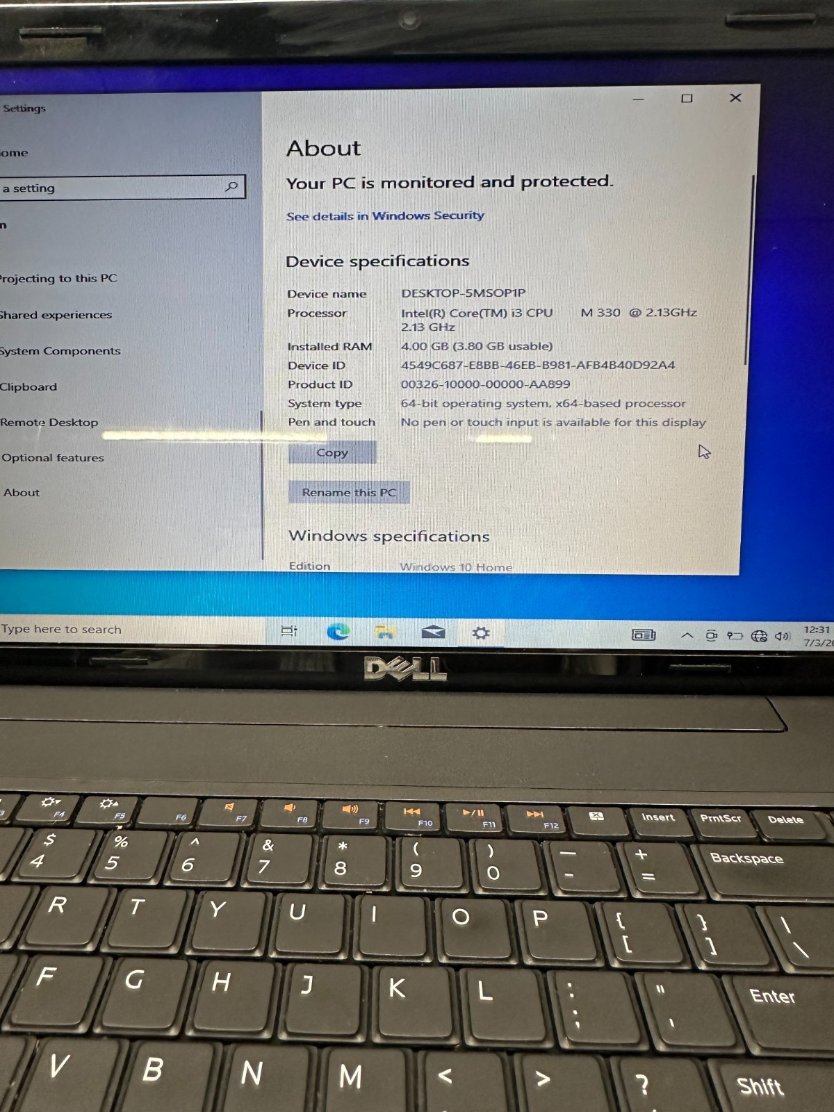 Dell Inspiron 1564 15.6” Laptop i3 M330 4GB RAM 320GB HDD Windows 10