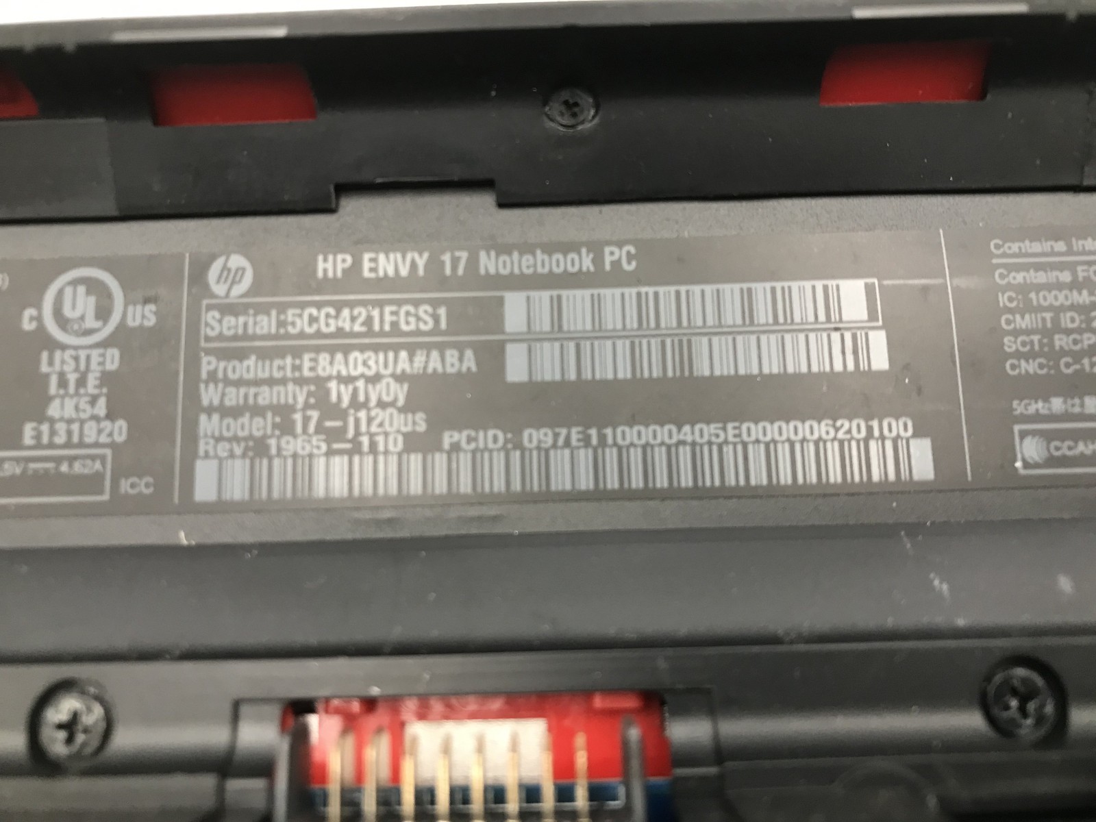 HP ENVY 17 J120US – FOR PARTS/BAD LCD – INTEL I7 4TH GEN – NO RAM -READ DESC- BB