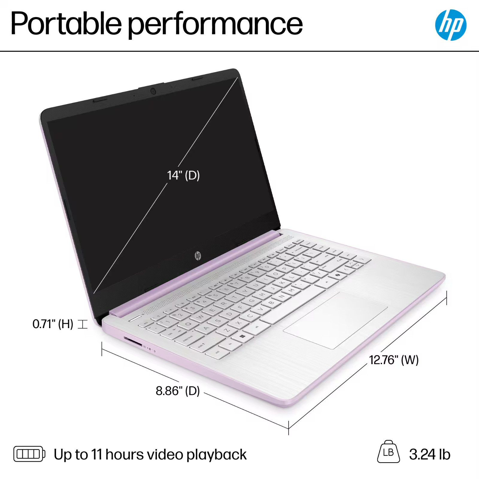 HP Laptop Computer 14″, Intel N150, 8GB RAM + 628GB Storage, Windows 11 Pro