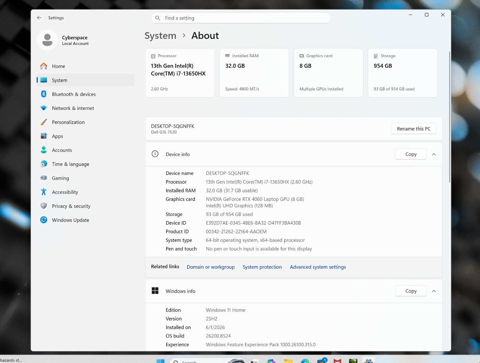 Dell G16 7630 16″ NEAR-MINT QHD+ 240Hz i7-13650HX RTX 4060 32GB 1TB SSD