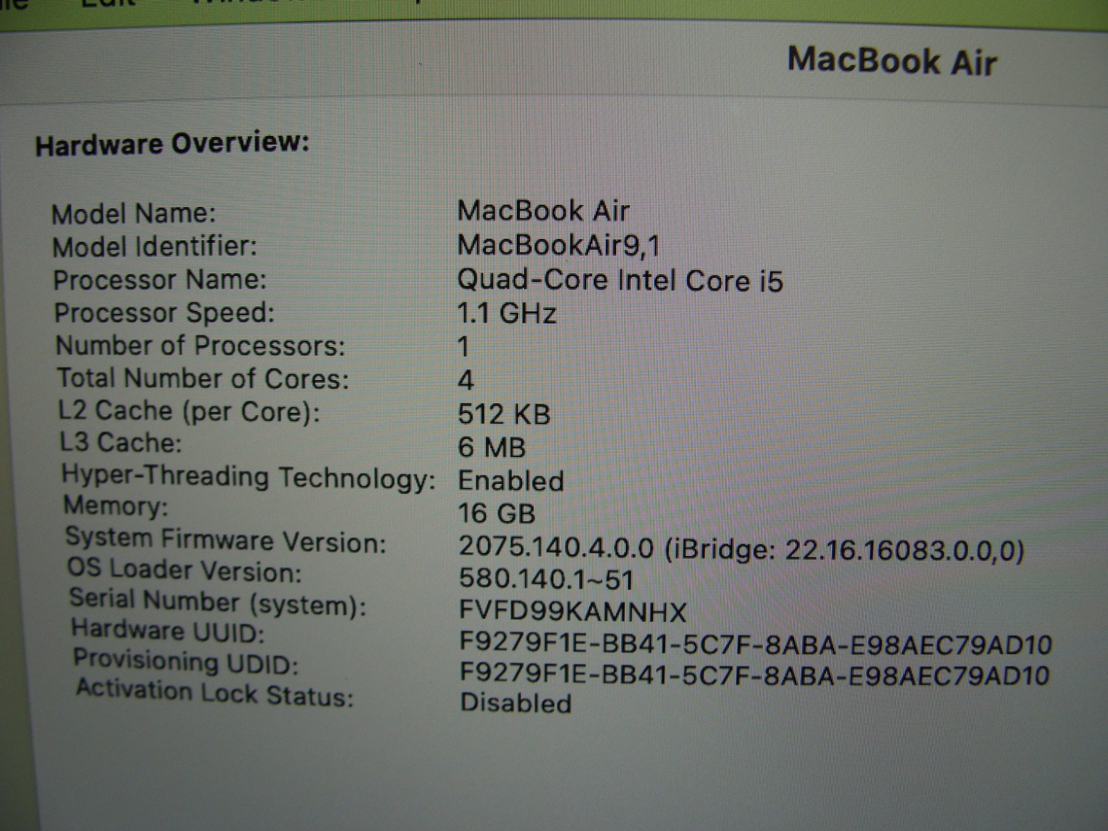 Apple MacBook Air 13″ A2179 2020 i5-1030NG7 1.1GHz 16GB 512GB OS Sonoma MVH2LL/A