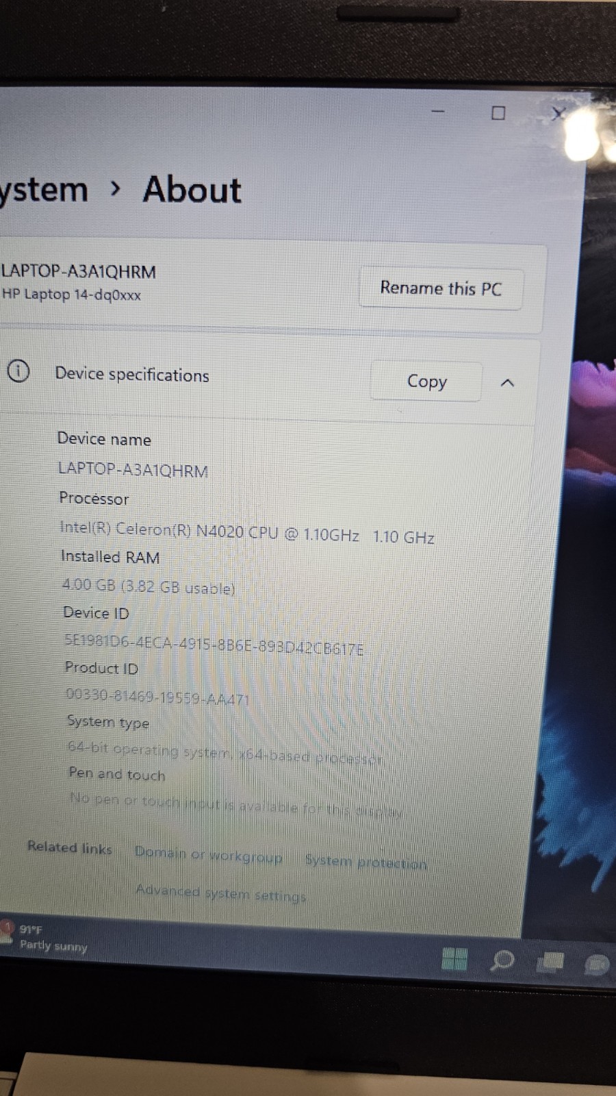 Hp Laptop 14-dq0032dx Win 11 Pro, With Charger