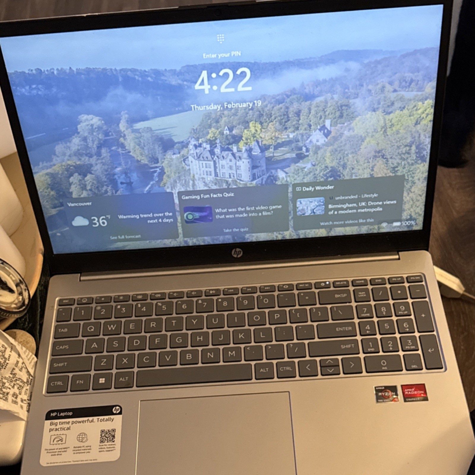 HP Silver Notebook Laptop AMD Ryzen 5 15.6″ HDMI USB-C Webcam Bluetooth Wi-Fi