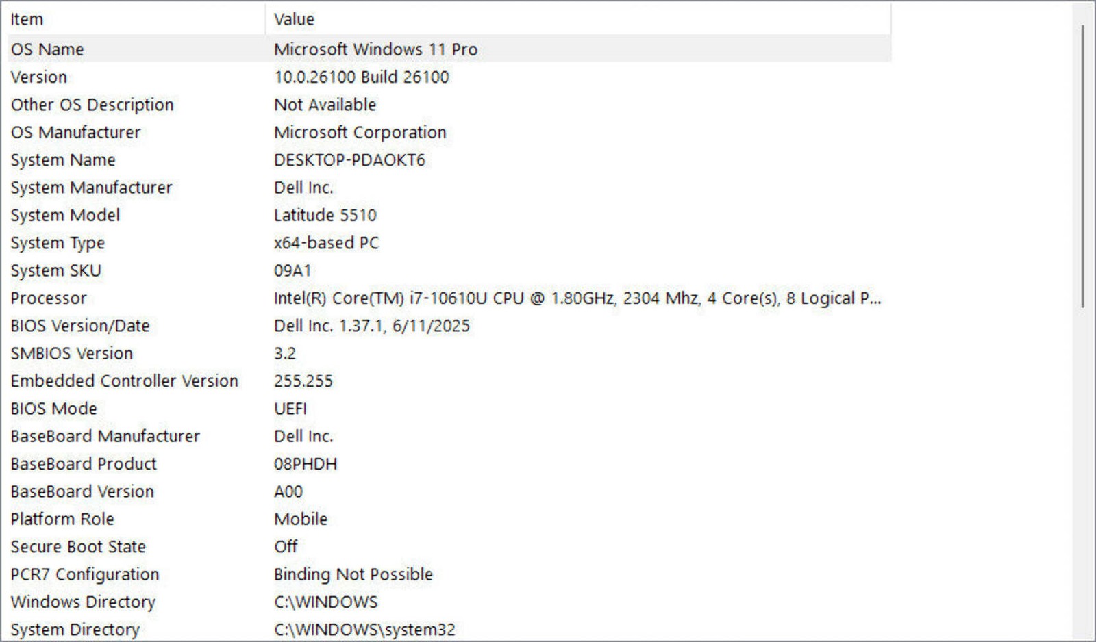 Dell Laptop – Latitude 5510 – i7-10610U 16GB 240GB NVMe SSD 15.3″ W11P