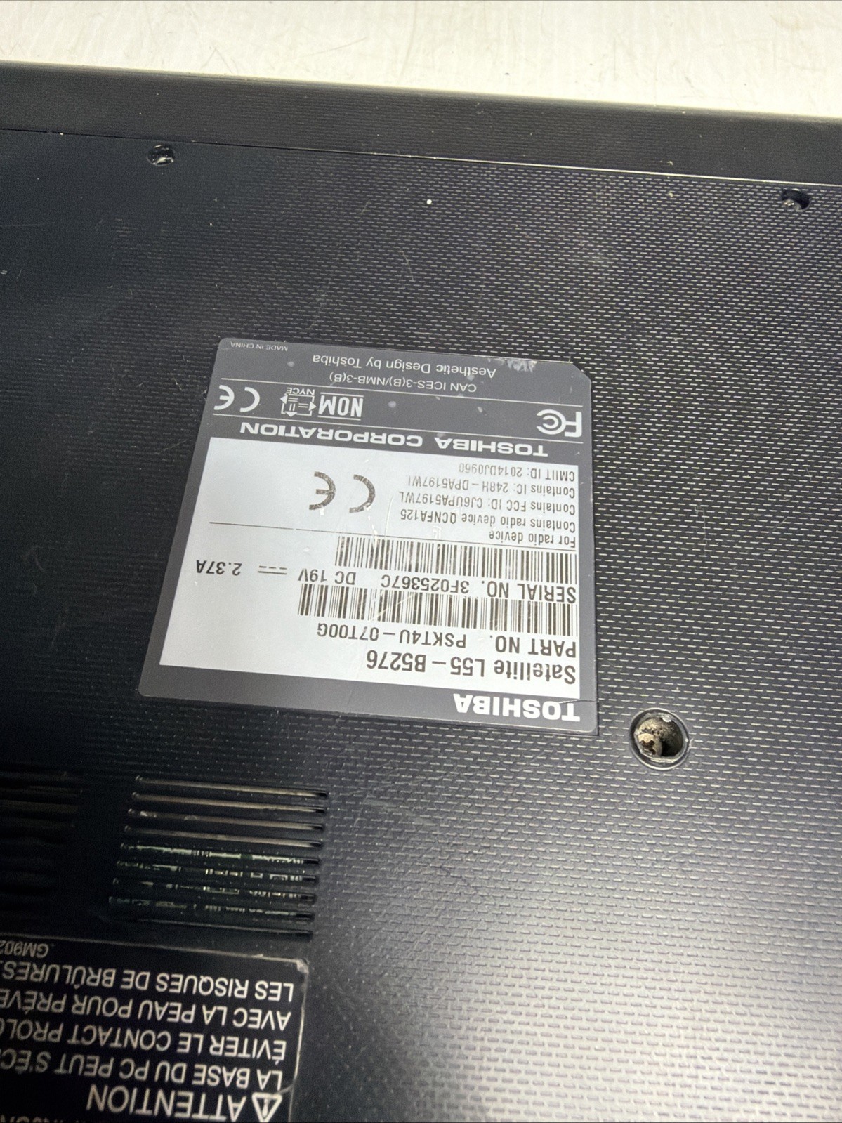 Toshiba Satellite L55 15″ Laptop i5-4210u 8gb Ram No Drives Boots Bios