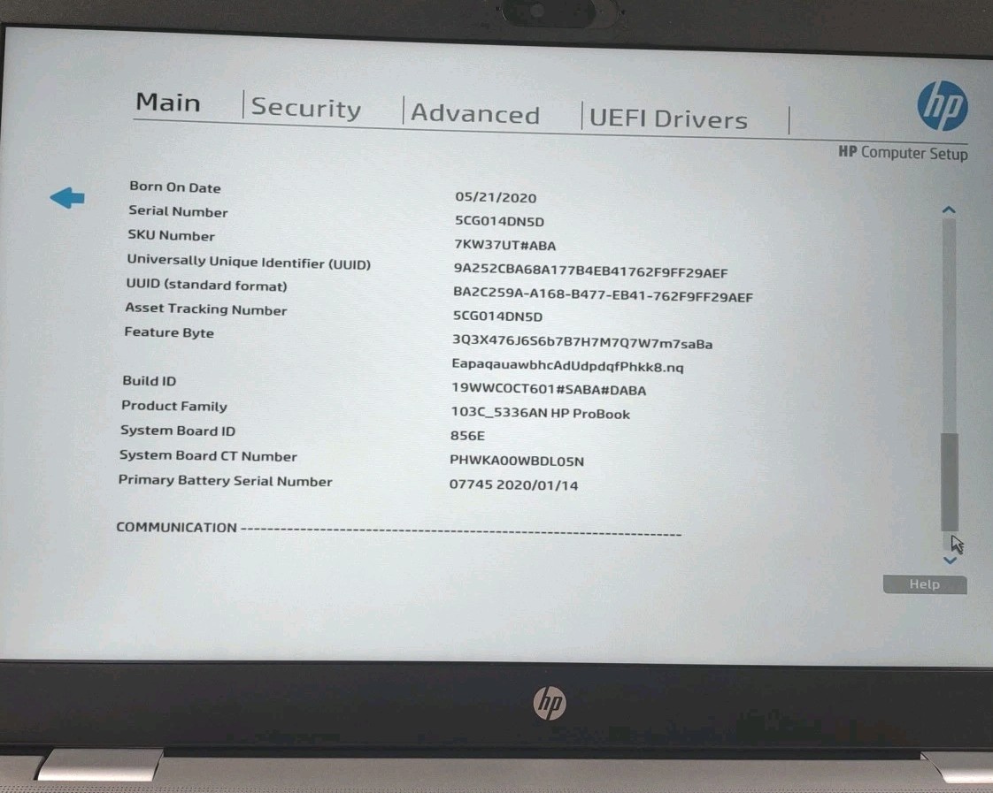 HP ProBook 650 G5 15.6″ W/ Intel i5-8365U @ 1.6GHz, 8GB, 256GB.