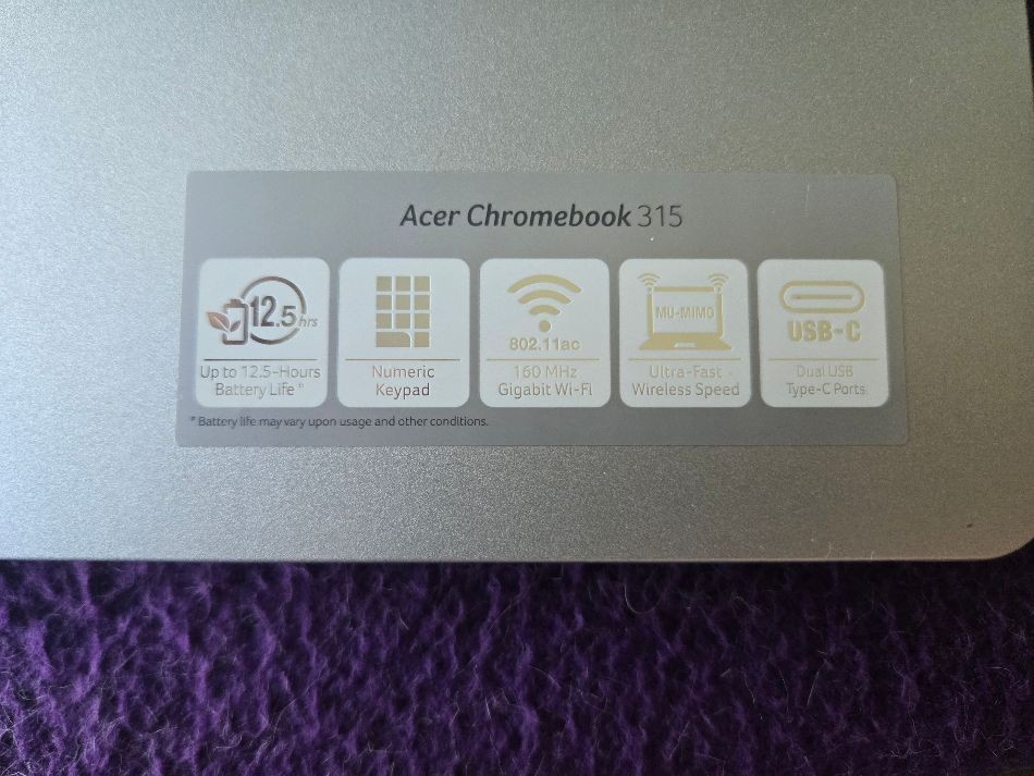 ACER CHROMEBOOK 315 CB315-3H SERIES 15.6 IN. DISPLAY FACTORY SETTING