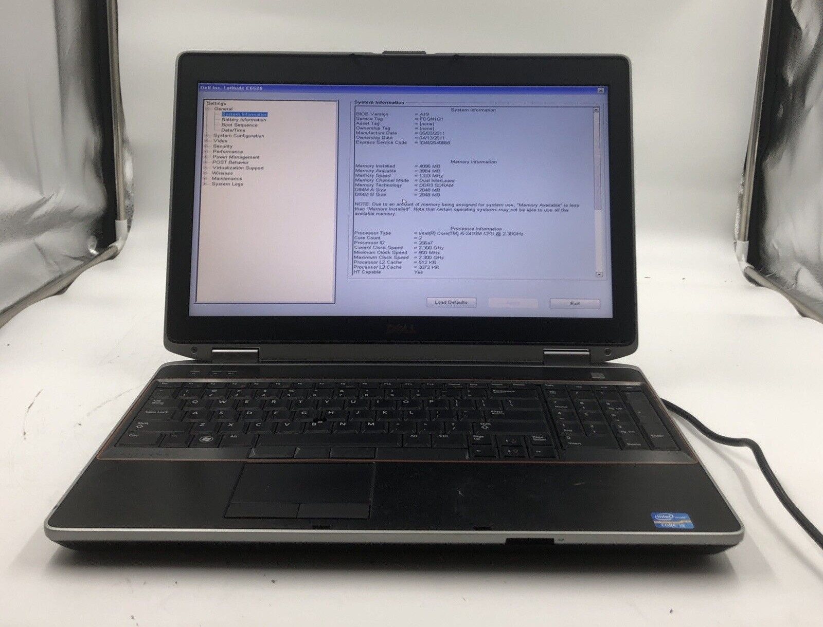 Dell Latitude E6520 Laptop Intel i5-2410M 2.3GHZ 4GB NO HDD/OS/Battery/Caddy