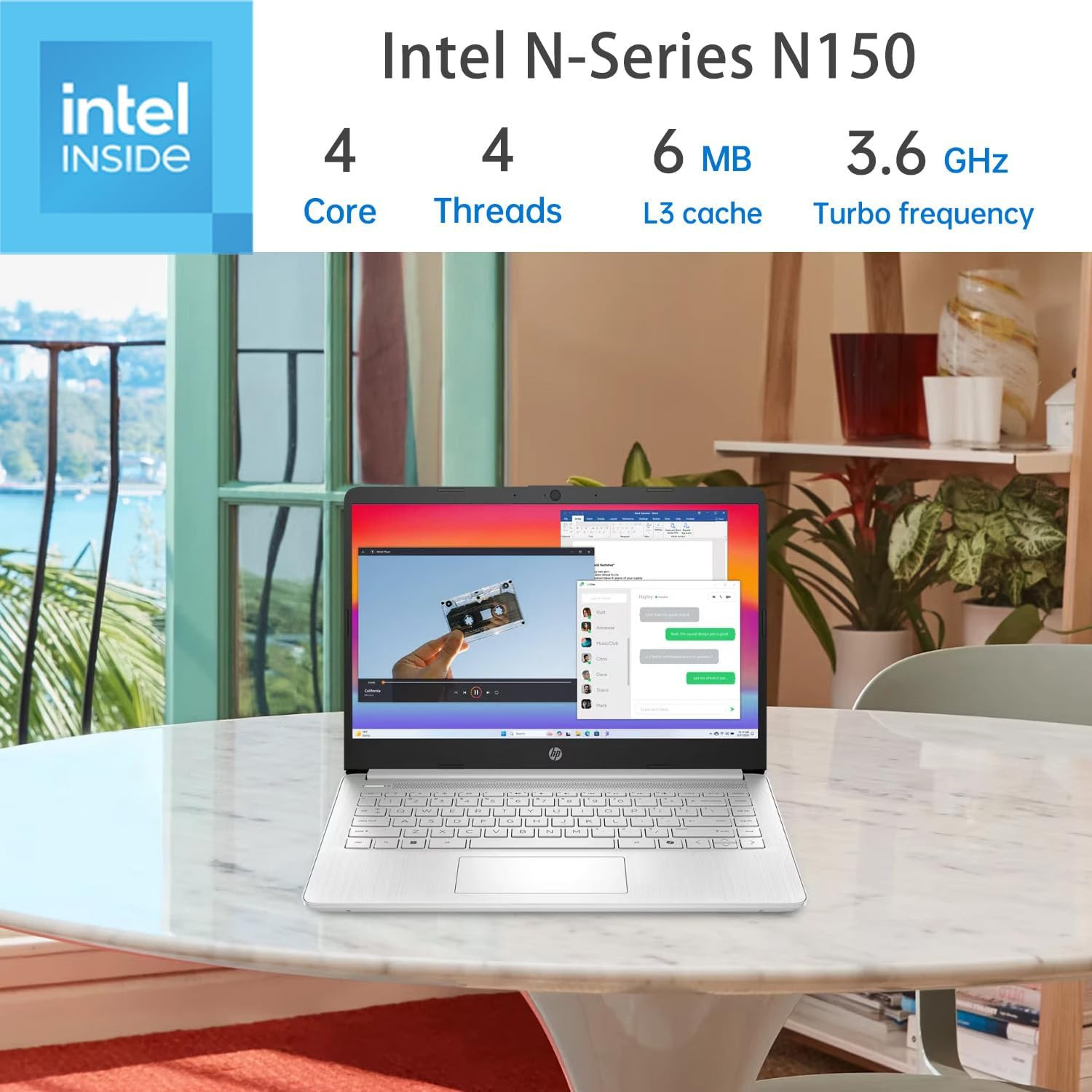 14″ Laptop W/Office 365, Copilot AI, Intel 4-Core CPU, 16GB RAM, 128GB Emmc, SD