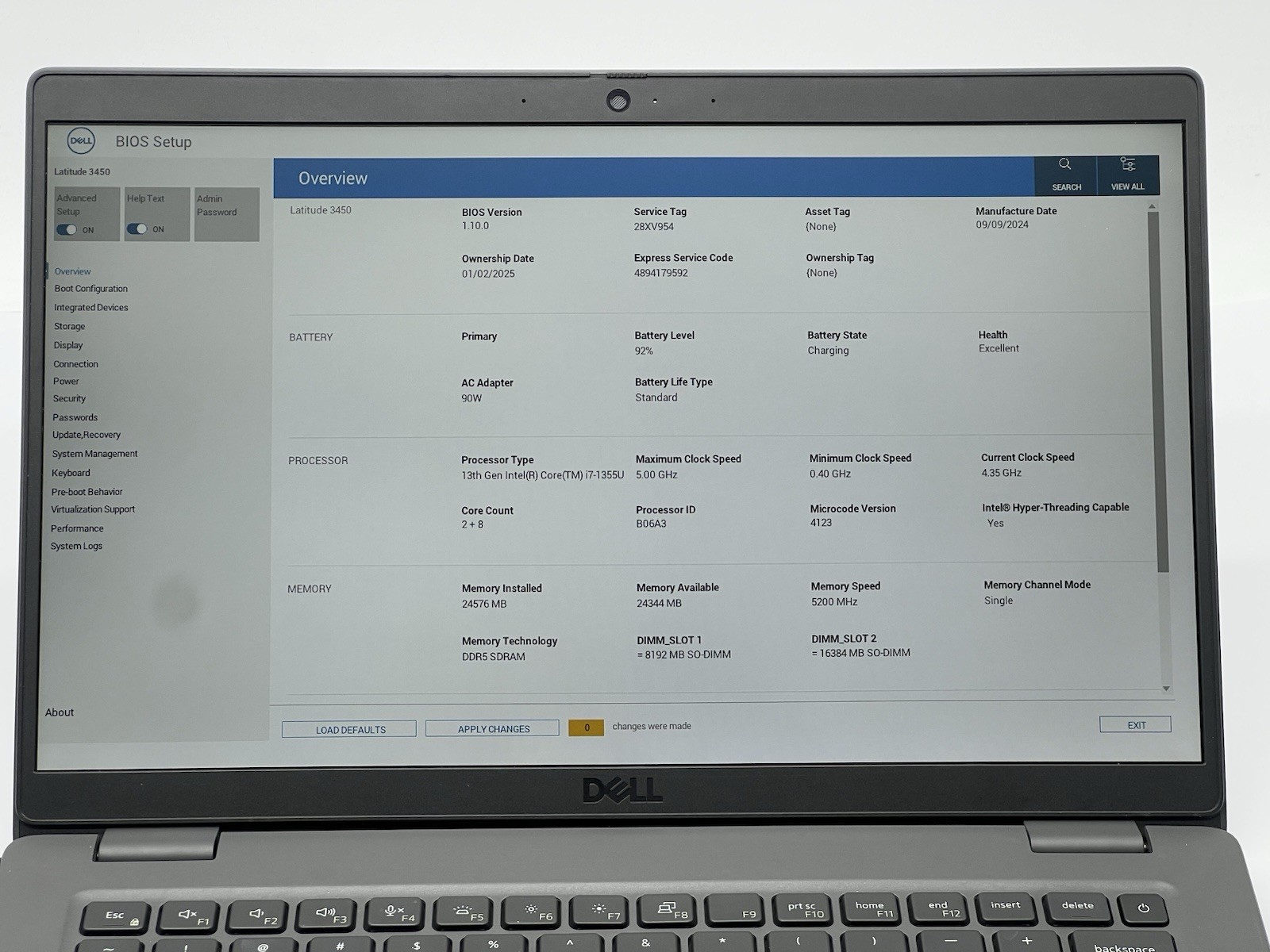Dell Latitude 3450-i7-1355U-4.35GHz-24GB RAM-256GB NVMe-No OS/AC-100% Battery
