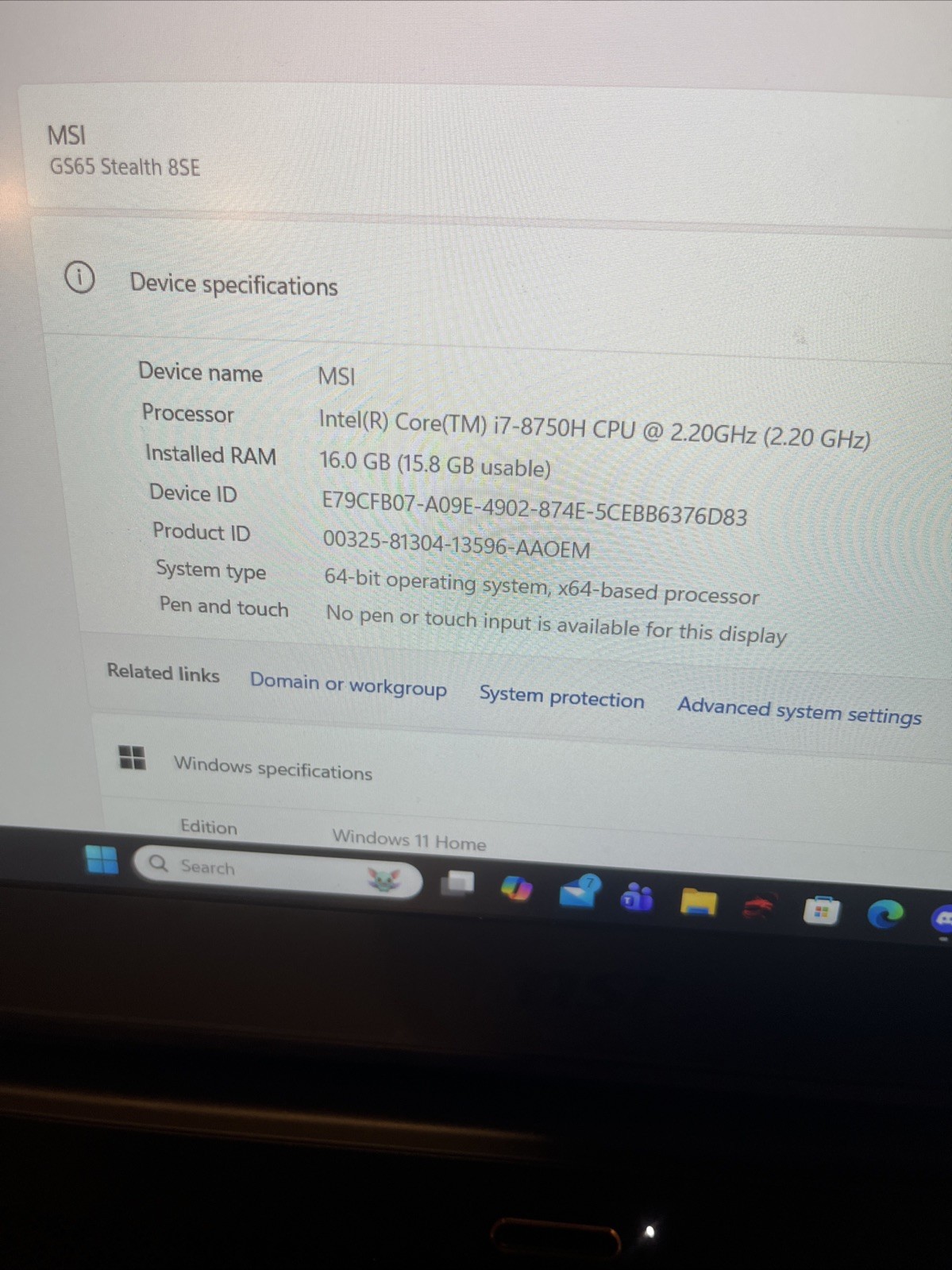 Gs65 Stealth Gaming laptop – Intel I7 8th Gen 2.20GHZ – 16gb Ssd 512 – RTX2060