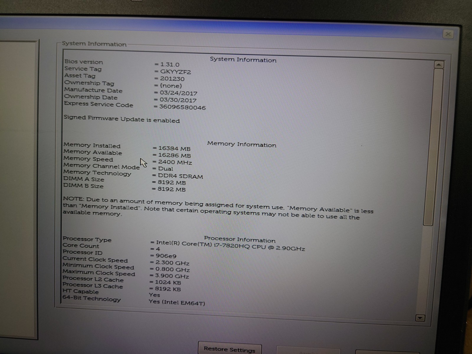 Dell Latitude 5580 15.6″ FHD i7-7820HQ 16GB RAM No OS/SSD