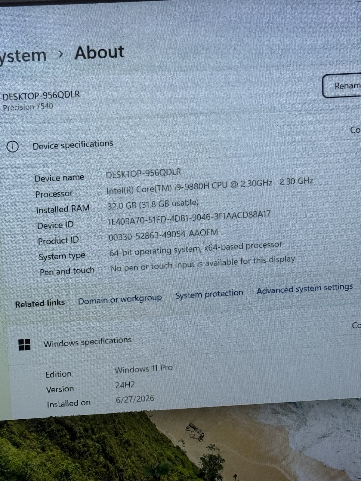 Dell Precision 7540 15.6″ FHD i9-9880H 2.30GHz 32GB RAM 1TB NVMe RTX 3000 Win11P