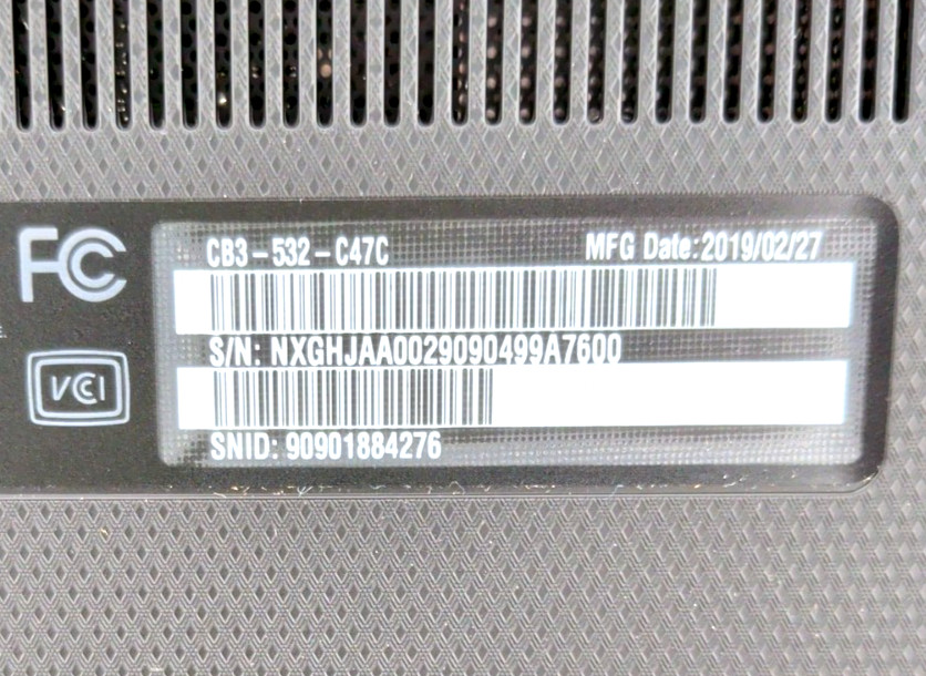 Acer Chromebook 15 CB3-532 15.6″ Intel Celeron Processor NO CORD-READ-PARTS ONLY