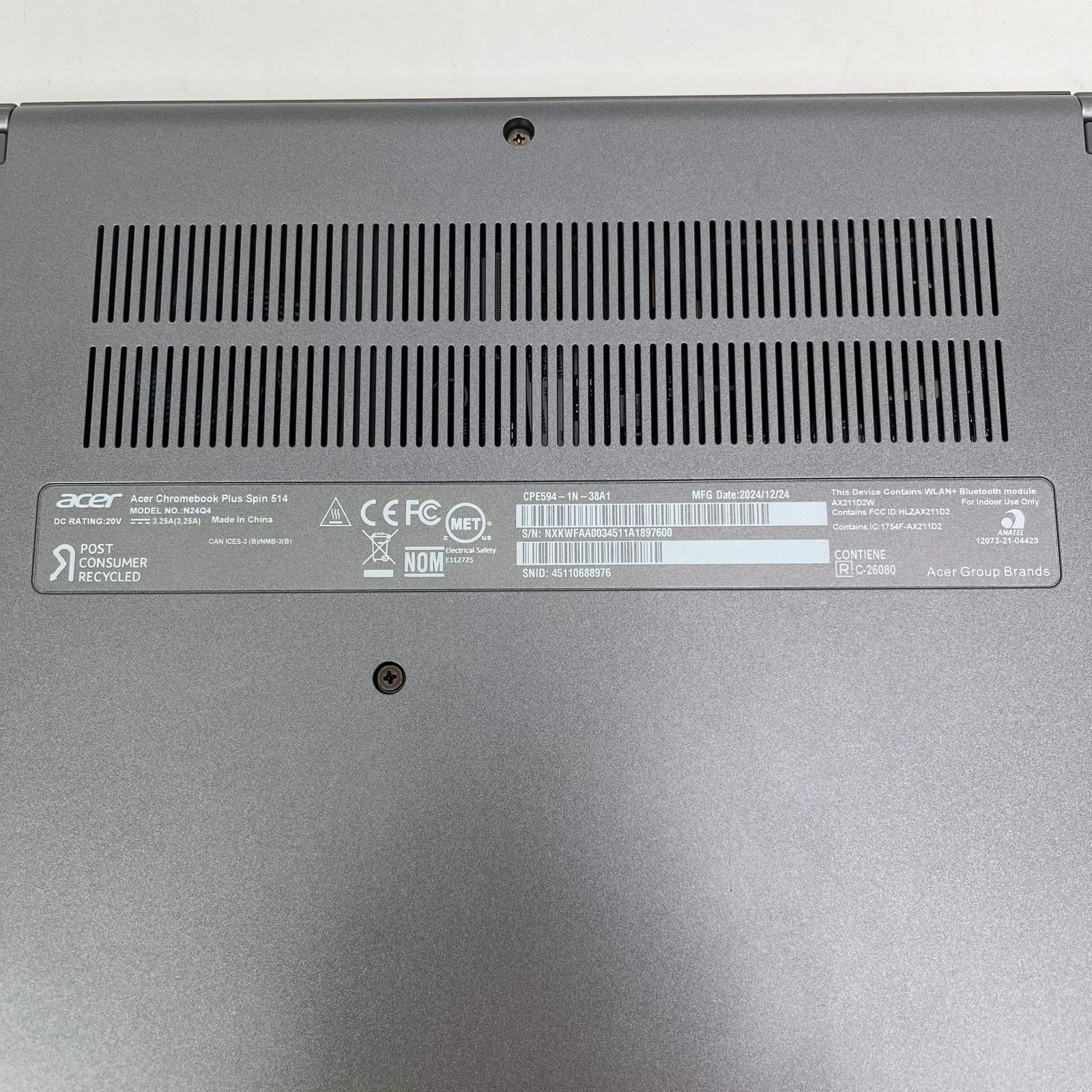 Acer Chromebook Plus Spin 514 N24Q4 14″ Core 3 100U 16GB RAM 128GB SSD
