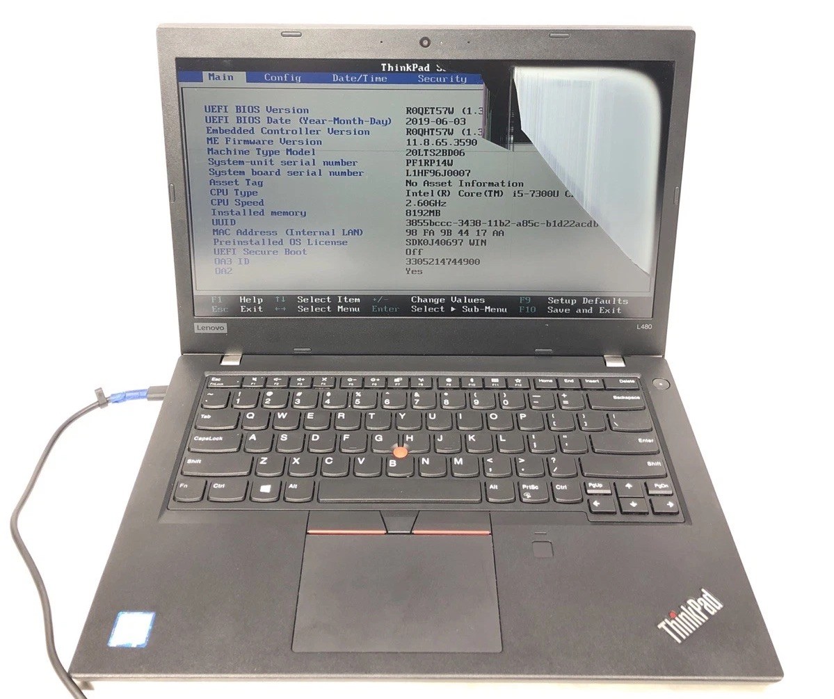 Lenovo ThinkPad L480, Intel Core i5-7300U @2.60Ghz, 8GB RAM, NO SSD/OS, PARTS