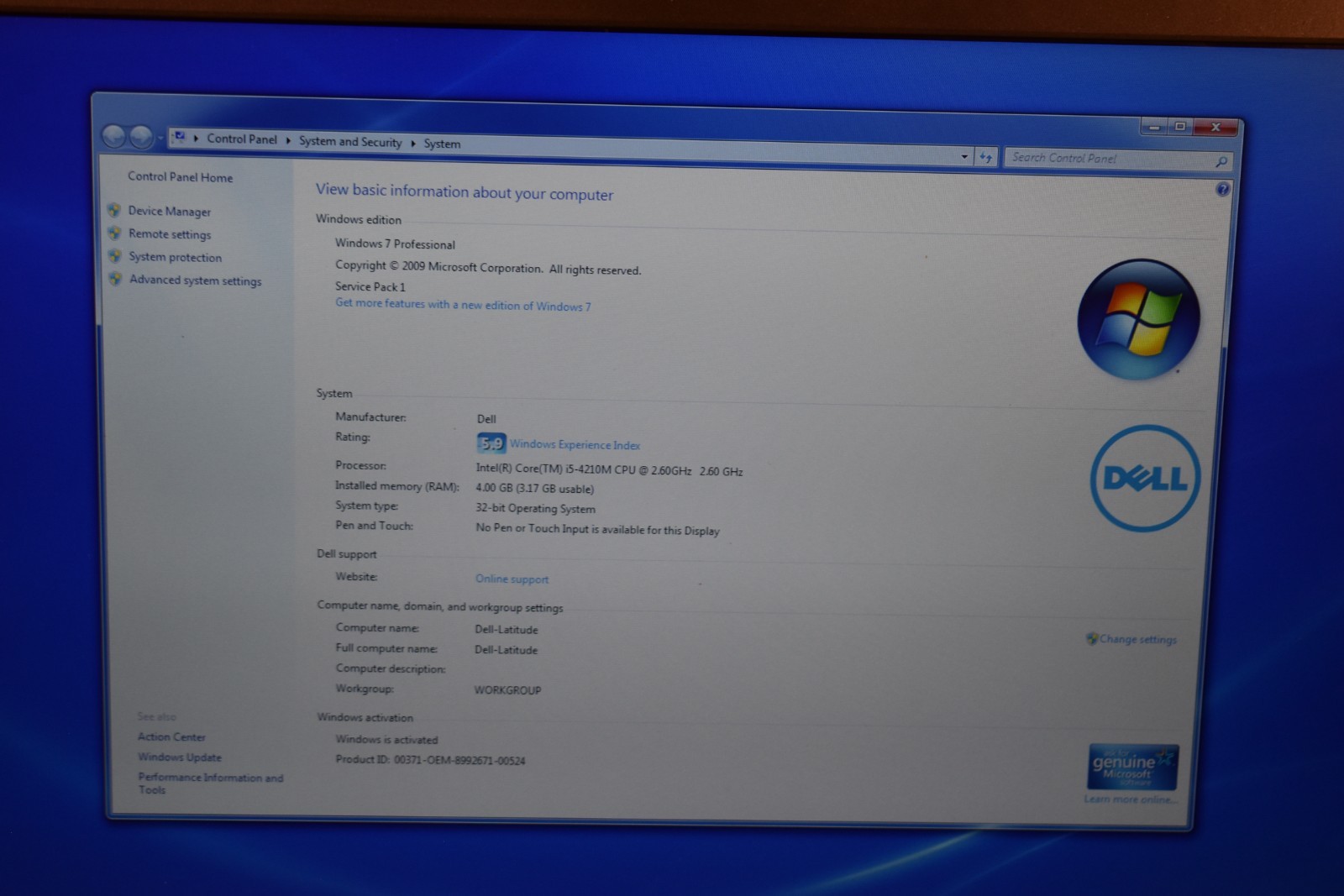 Dell Precision M6800 17″ Quad Core i5-4210M 500GB HDD Windows 7 32-bit DVD-RW