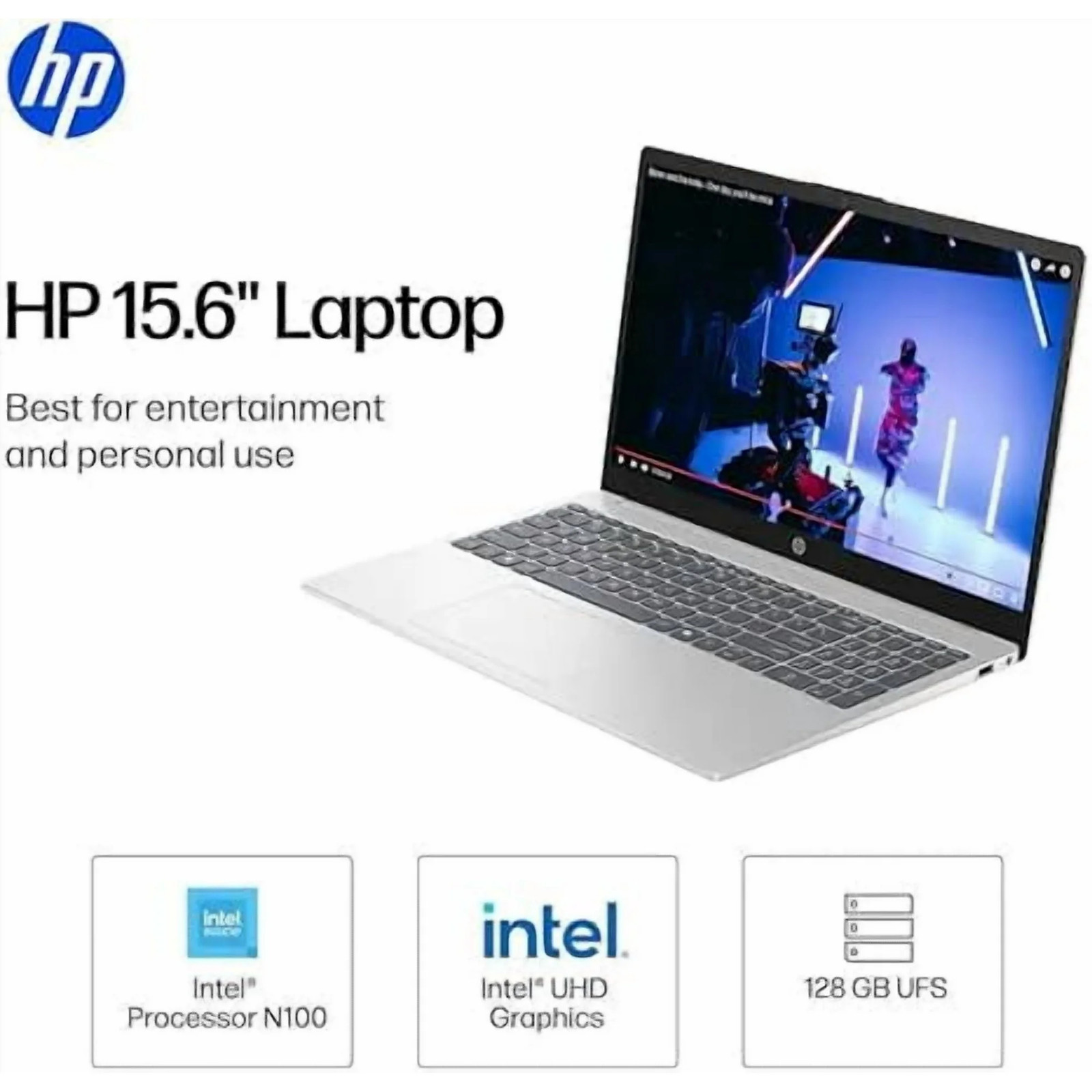 HP 15-fd0001dx 15.6″ HD Laptop PC, Intel N100, 4GB Ram, 128GB UFS W11H