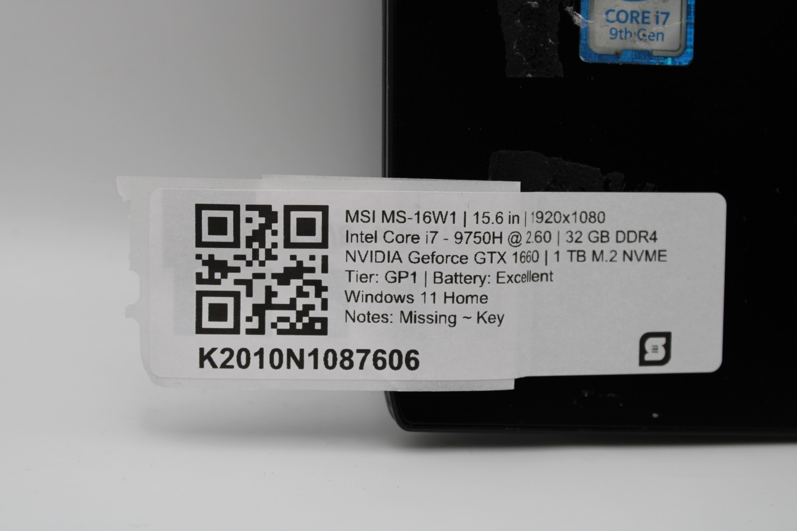 MSI GF65 Thin 9SD _ i7-9750H _ 32GB RAM _ 1TB SSD _ GTX 1660 Ti _ w11h _ No AC