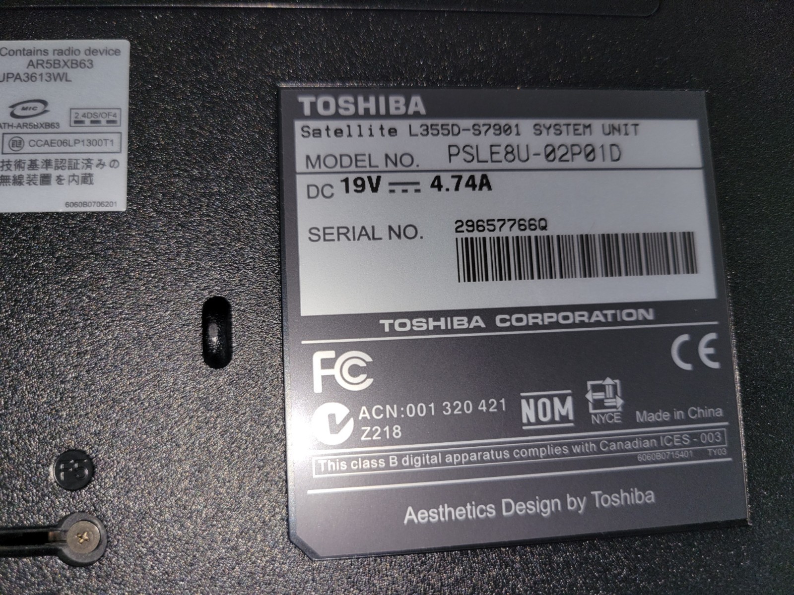 Blue Toshiba Satellite L355D-S7901 Laptop -WORKS